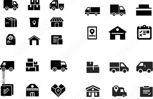 Delivery and logistics icons vector set for transportation and shipping business use