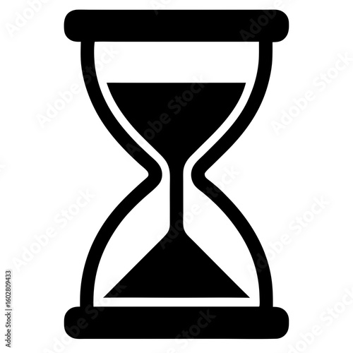 Black hourglass icon symbolizing time passing