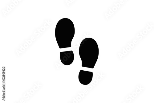 Footprints on white background shoe prints walking
