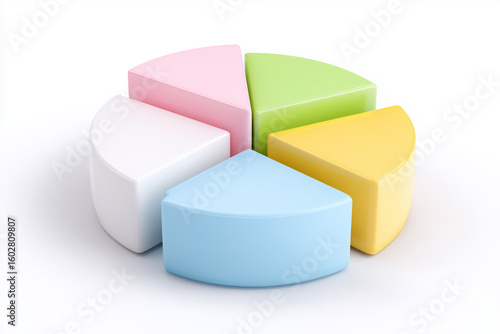 A colorful pie chart showing five different segments. The segments are arranged in a circular formation, each representing a portion of the whole.