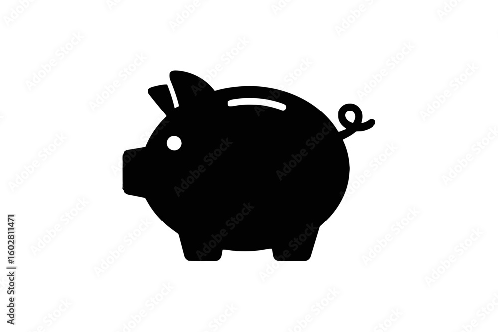 Fototapeta premium Piggy Bank Silhouette savings money