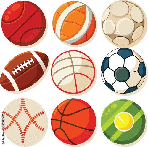Sports balls collection vector illustration basketball soccer
