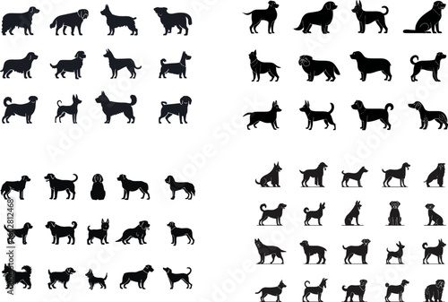 Dog breeds silhouettes vector collection graphic resource for pet lovers and designers