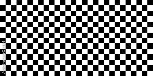 black white horizontal checkered. chess board repeatable texture. wide checkered. Checkered background seamless pattern. Black and white Vector illustration. 