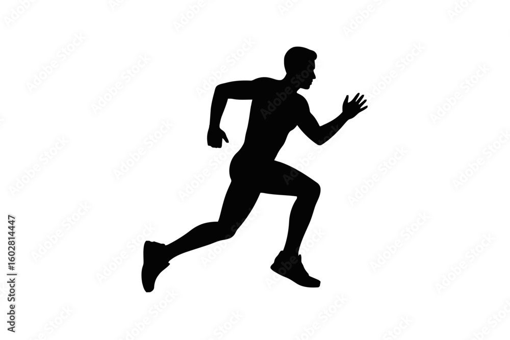 Naklejka premium Athletic Man Running Fast silhouette runner