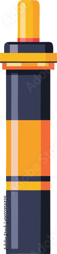 Tall cylindrical container with yellow and orange bands cylinder blue