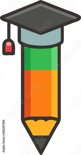 Vector graduation cap pencil
