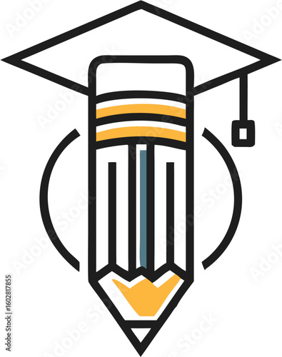 Vector graduation cap pencil