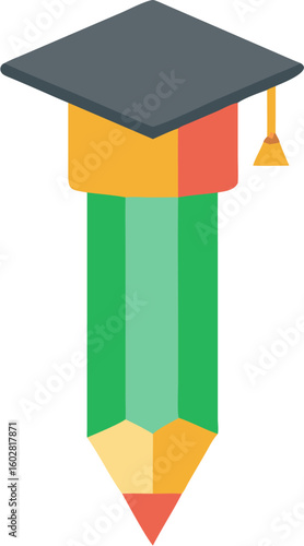 Vector graduation cap pencil