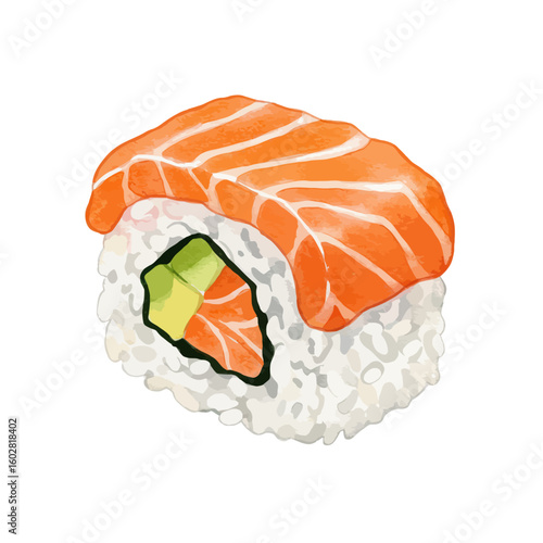 Delicious Salmon Sushi Roll Illustration