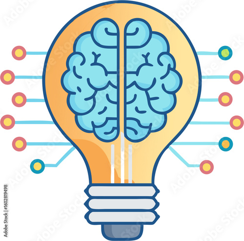 Flat vector illustration of light bulb idea concept

