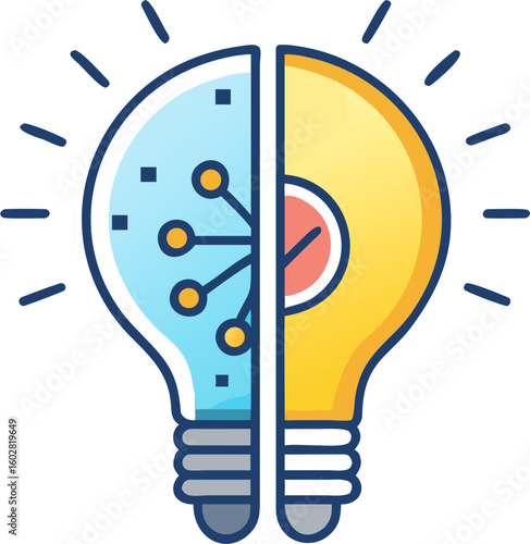 Flat vector illustration of light bulb idea concept
