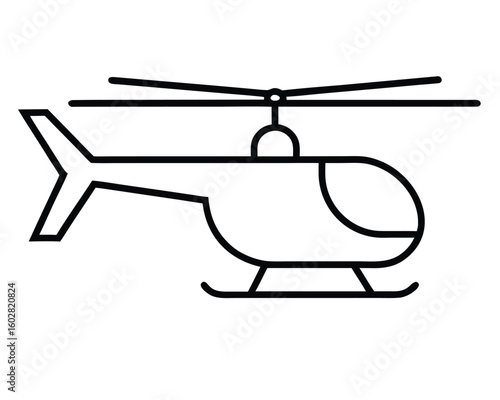 A simple line drawing of a helicopter isolated on white background Ai Generated