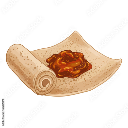 Traditional Ethiopian Injera and Wot Dish