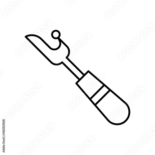 Seam Ripper Sewing Tool Line Icon: Needlework & Fabric Unpicking Outline