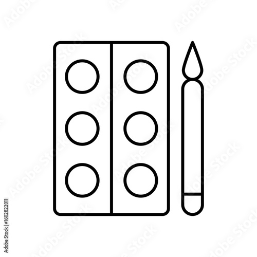 Watercolor Paint Set Line Icon: Art & Painting Medium Outline Symbol