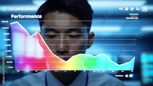 Analyst reviewing data graphs.