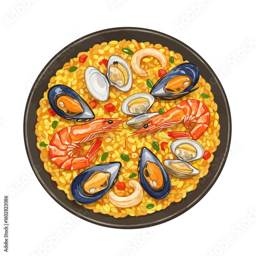 Delicious Seafood Paella Traditional Dish