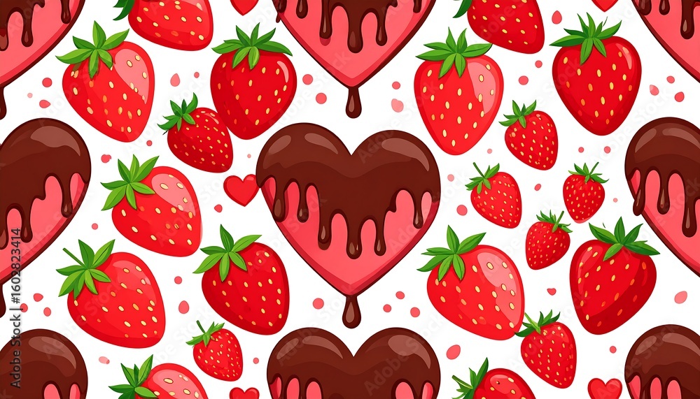 Fototapeta premium Sweet strawberries with chocolate hearts