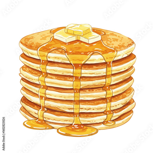 Stack of Pancakes with Syrup and Butter