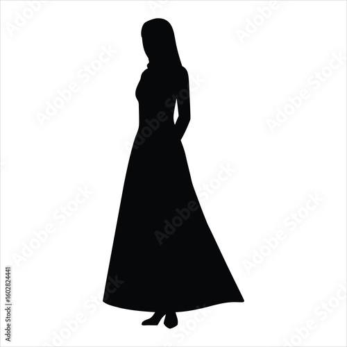 Elegant silhouette of a muslim woman wearing a modern abaya symbolizing grace and contemporary style