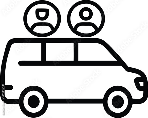 family of two members car trip icon