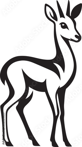 Black dik silhouette on white background animal wildlife, Wildlife antelope silhouette in black on white