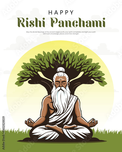 Rishi Panchami festival illustration showing devotion, fasting rituals and Indian tradition