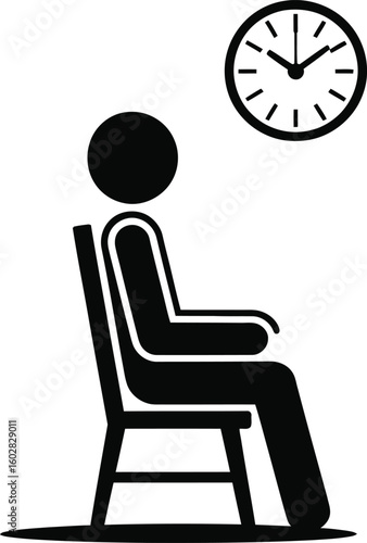 Person sitting on chair looking at clock waiting patiently