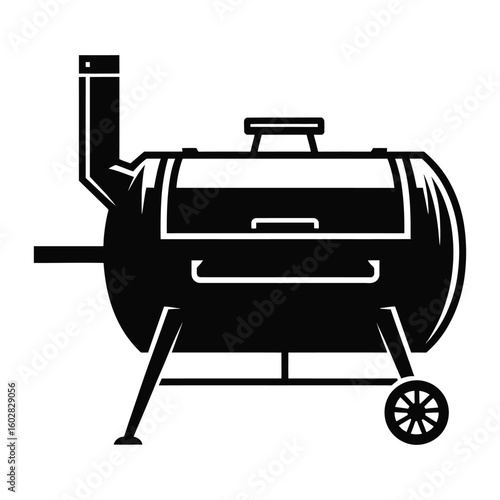Smoker Grill Barbecue Icon: Outdoor Cooking Equipment Silhouette Design

