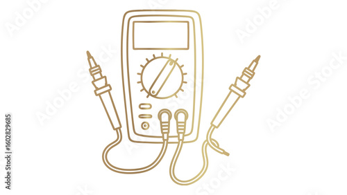 Digital Multimeter Line Drawing – Electrical Testing Device Sketch