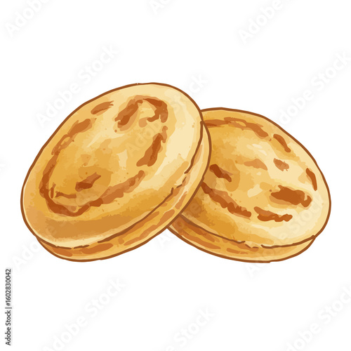 Delicious Golden Flatbreads Illustration