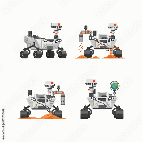 Mars Rover vector Art – Space and Astronomy Concept flat style