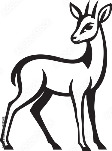 Black dik silhouette on white background animal wildlife, Wild antelope silhouette clean black style