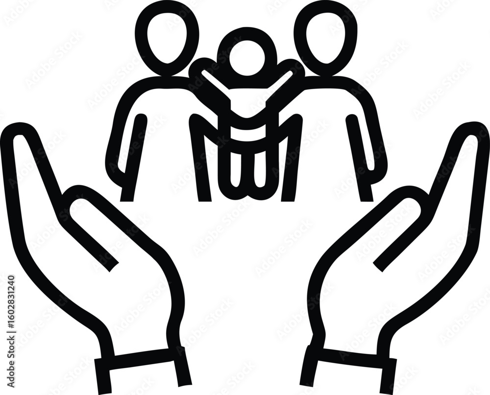 Family in Hands Care Icon Family in Hands Care Icon