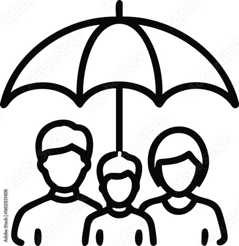 family with umbrella icon