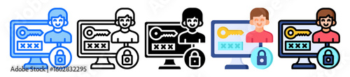 Authorization icon Multi Style Vector Illustration