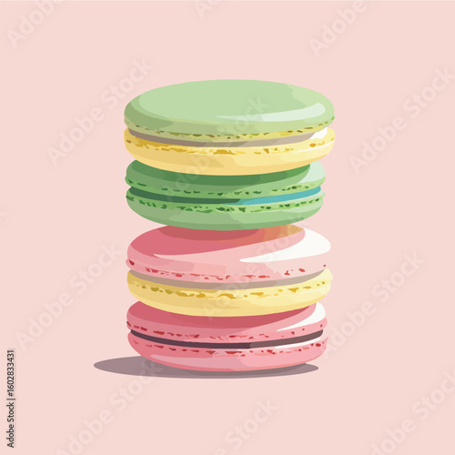 flat vector of two stacked French macarons 