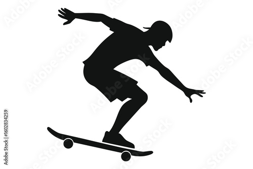 Dynamic Silhouette of a Skateboarder in Green