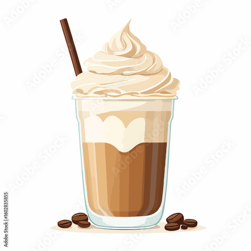 Flat Icon of Whipped Coffee Drink