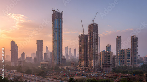 Mumbai Skyline Construction Scene