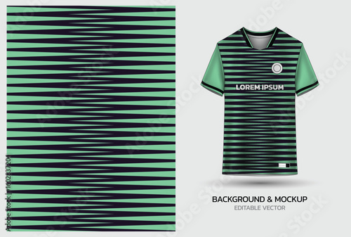 Jersey mockup and background pattern design. Uniform front view jersey and sublimation templates for sports, soccer, football, volleyball, badminton, e-sports, casual