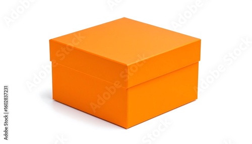 Orange square gift box on white background (1)