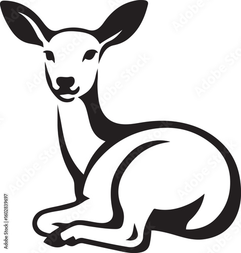 Black dik silhouette on white background antelope animal, Antelope animal silhouette in black on white
