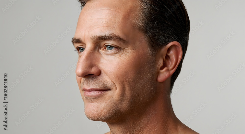Obraz premium Professional studio portrait of a young adult man in a white shirt, looking at the camera with a slight smile. Clean background, soft lighting, perfect for business or lifestyle use.
