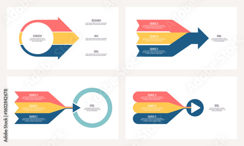 Business infographic template. Goal charts with three options, steps. Vector chart.