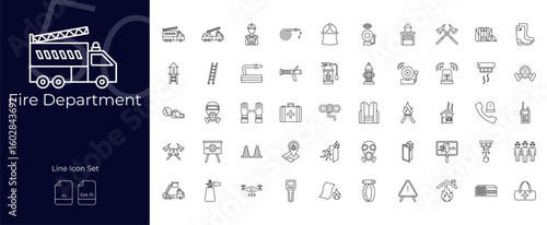 Fire Department Line Editable Icons set. Vector illustration in modern thin line style of Fire Department icons: department, firefighter, fireman, etc