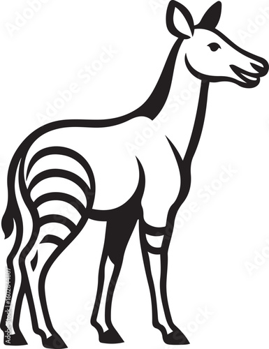 black and white okapi standing profile clip art preview