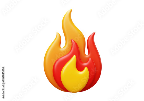 Isolated Three Dimensional Fire Flame Emoji Illustration