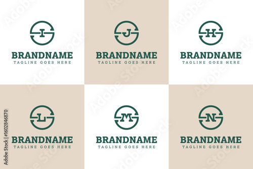 Letters SI SJ SK SL SM SN Monogram Logo Set, for IS JS KS LS MS NS initials